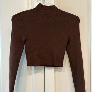 H&M Chocolate Ribbed Crop Top
